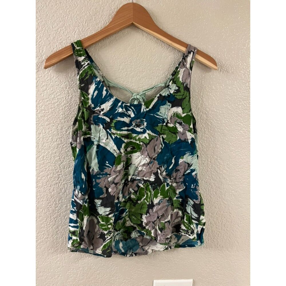 Old Navy Floral Tie‎ Back Blue Green Tank Women's Small